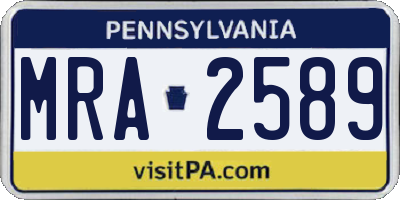 PA license plate MRA2589