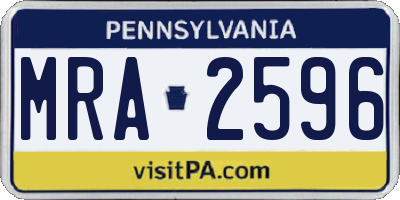 PA license plate MRA2596