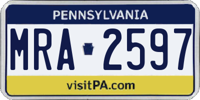 PA license plate MRA2597