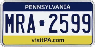 PA license plate MRA2599