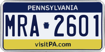PA license plate MRA2601