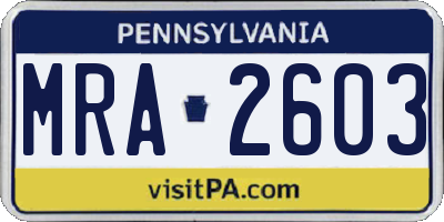 PA license plate MRA2603