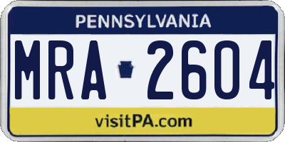 PA license plate MRA2604