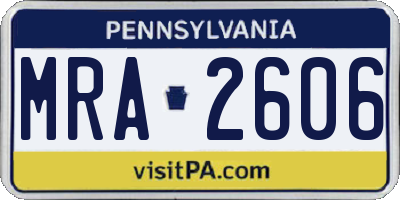 PA license plate MRA2606