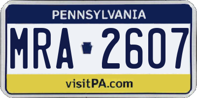 PA license plate MRA2607