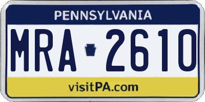 PA license plate MRA2610