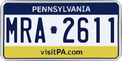 PA license plate MRA2611