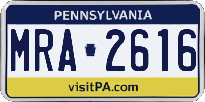 PA license plate MRA2616