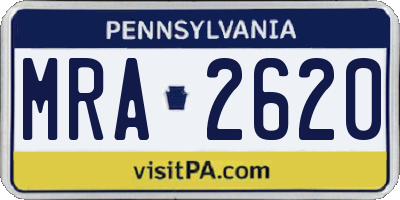 PA license plate MRA2620