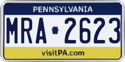 PA license plate MRA2623