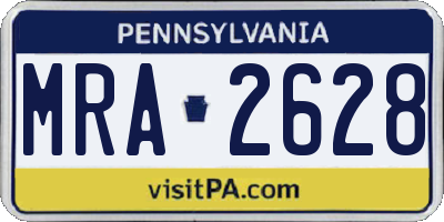 PA license plate MRA2628