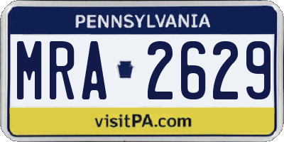 PA license plate MRA2629