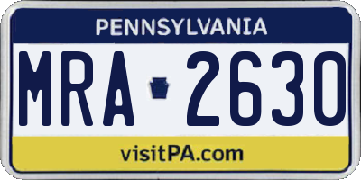 PA license plate MRA2630