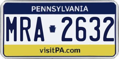PA license plate MRA2632