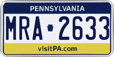 PA license plate MRA2633