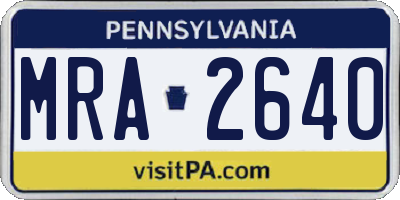 PA license plate MRA2640