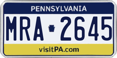 PA license plate MRA2645