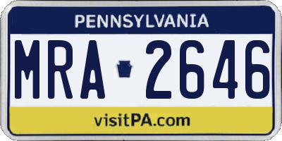 PA license plate MRA2646