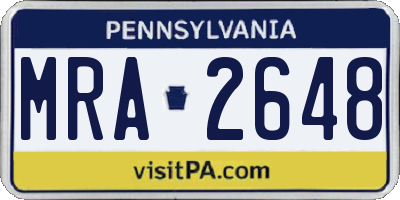 PA license plate MRA2648