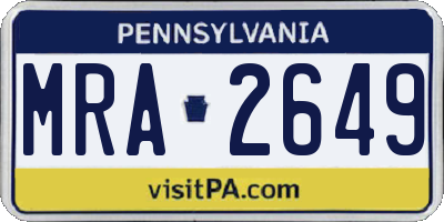 PA license plate MRA2649