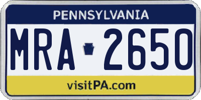PA license plate MRA2650