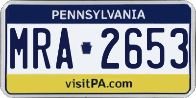 PA license plate MRA2653