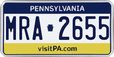 PA license plate MRA2655
