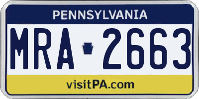 PA license plate MRA2663