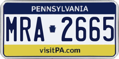 PA license plate MRA2665