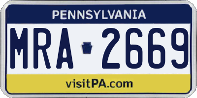 PA license plate MRA2669