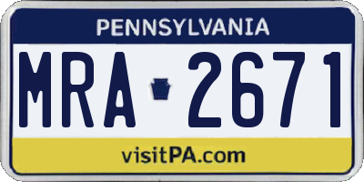 PA license plate MRA2671