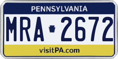 PA license plate MRA2672