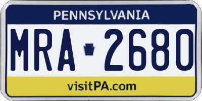 PA license plate MRA2680