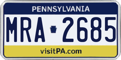 PA license plate MRA2685