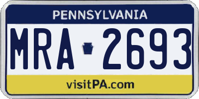 PA license plate MRA2693