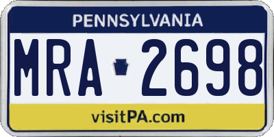 PA license plate MRA2698