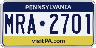 PA license plate MRA2701