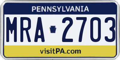 PA license plate MRA2703