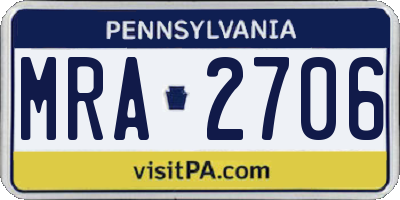 PA license plate MRA2706