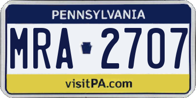 PA license plate MRA2707