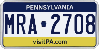 PA license plate MRA2708