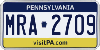 PA license plate MRA2709