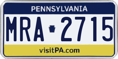 PA license plate MRA2715