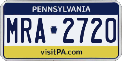 PA license plate MRA2720
