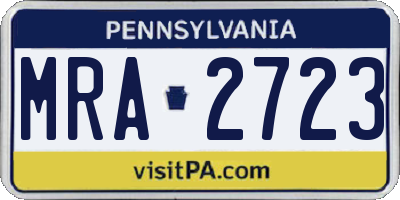 PA license plate MRA2723