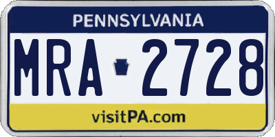 PA license plate MRA2728