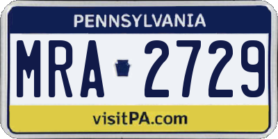 PA license plate MRA2729