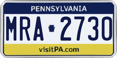 PA license plate MRA2730