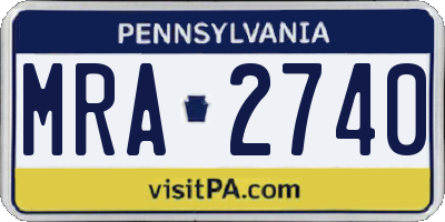 PA license plate MRA2740
