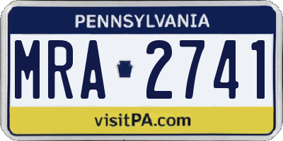 PA license plate MRA2741